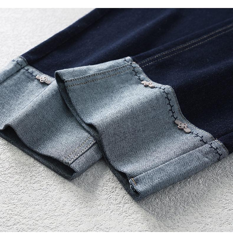Dark Blue High-Waist Slimming Straight-Leg Cropped Jeans for Women - Spring 2025