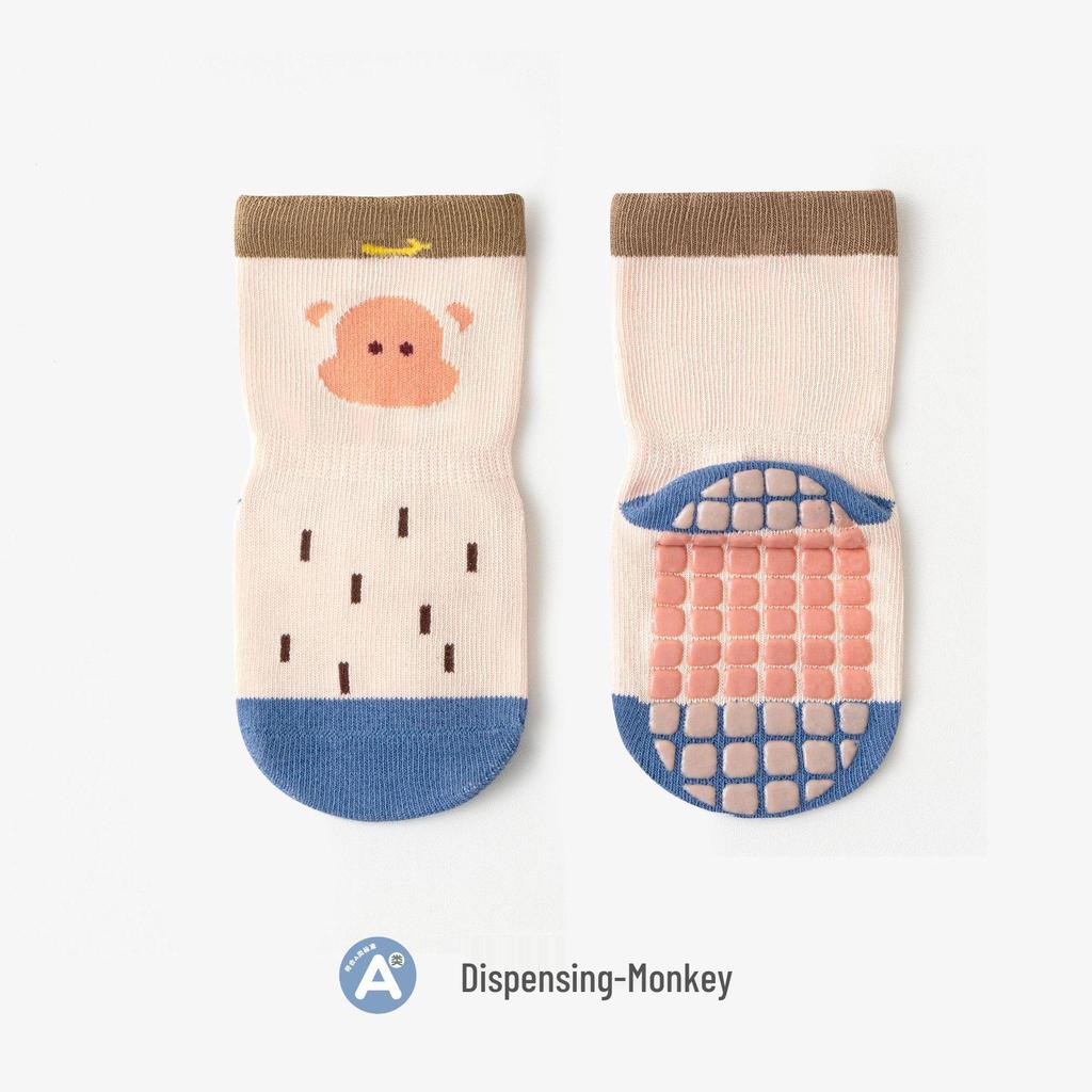 Spring Baby Socks: Non-slip, Loose Cuff, Seamless Combed Cotton Cartoon Socks for Infant & Toddler Walking Indoors