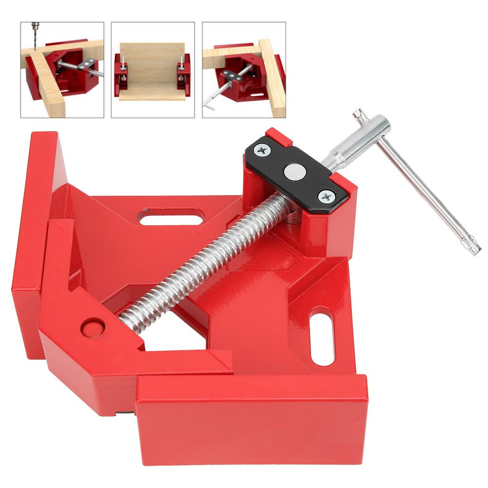 90 Degree Corner Right Angle Clamp T Handle Vice Grip Woodworking Quick Fixture (Red)
