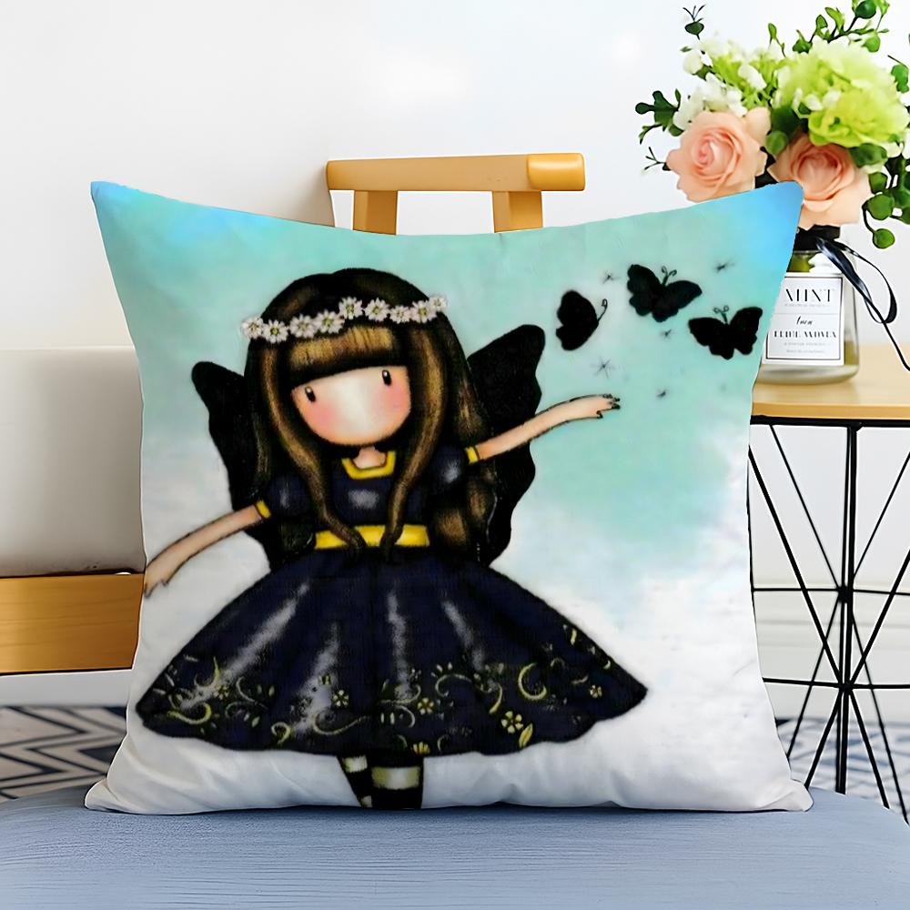 Cartoon SSantoro Gorjuss Cushion Cover Washable Linen Pillowcase Soft for Sofa Bed Cozy Home Room Decor