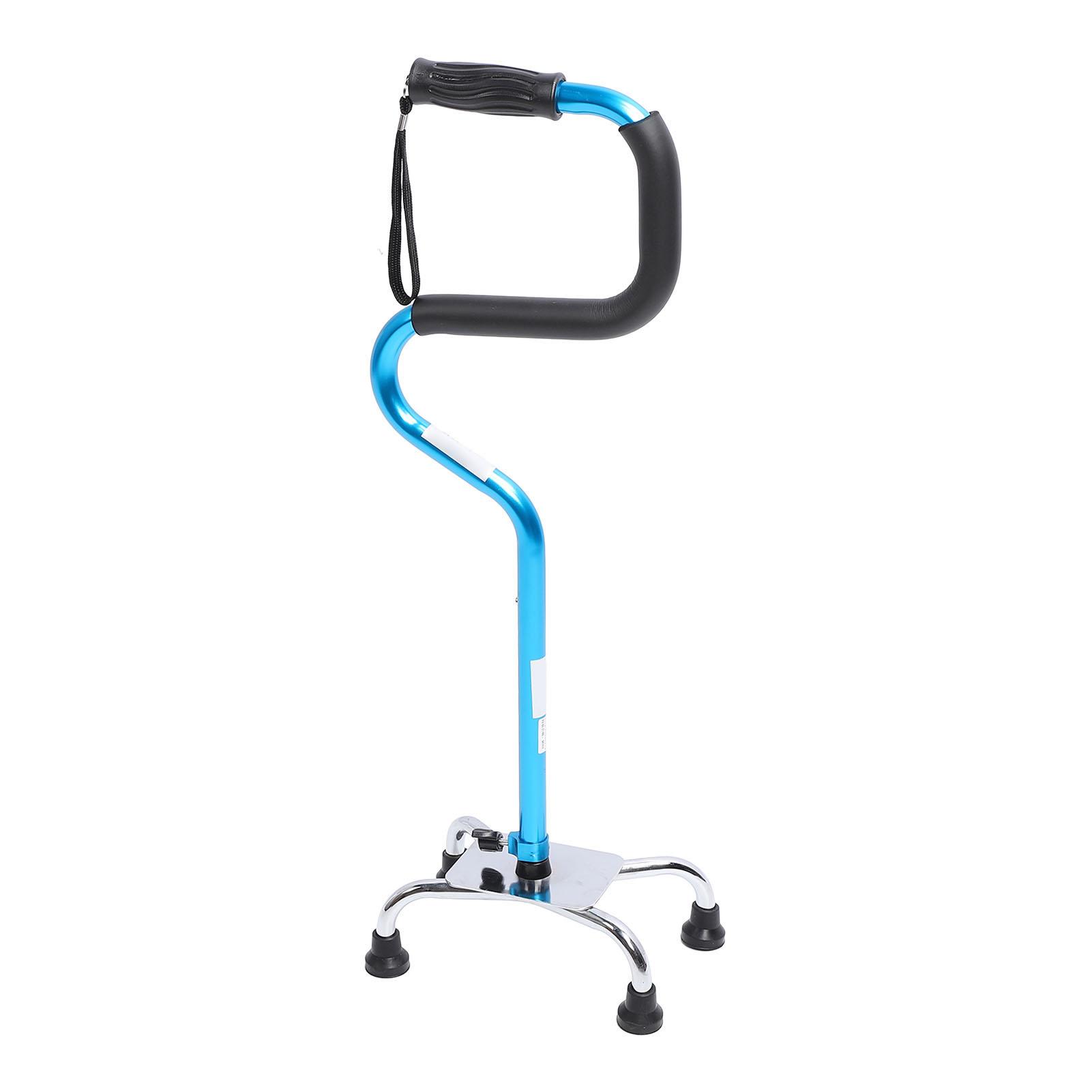 

4 Pronged Base Walking Cane TPR Grip Aluminum Alloy Non Slip Quad Standing Stick for Indoor Outdoor