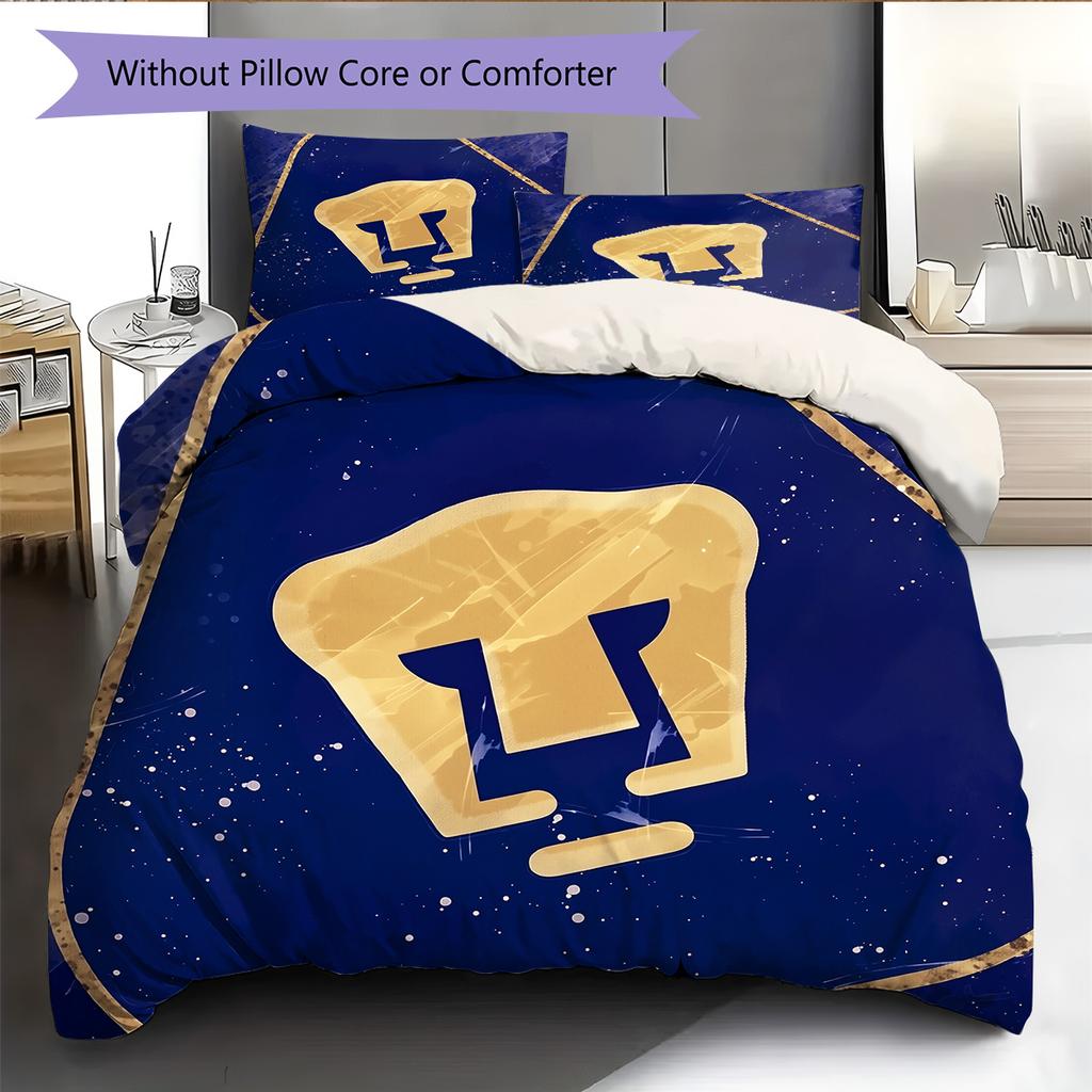 Pumas Football Team Pattern Bedding Quilt Set Home Decoration Gift (1 * duvet cover + 2 * pillowcase without core)