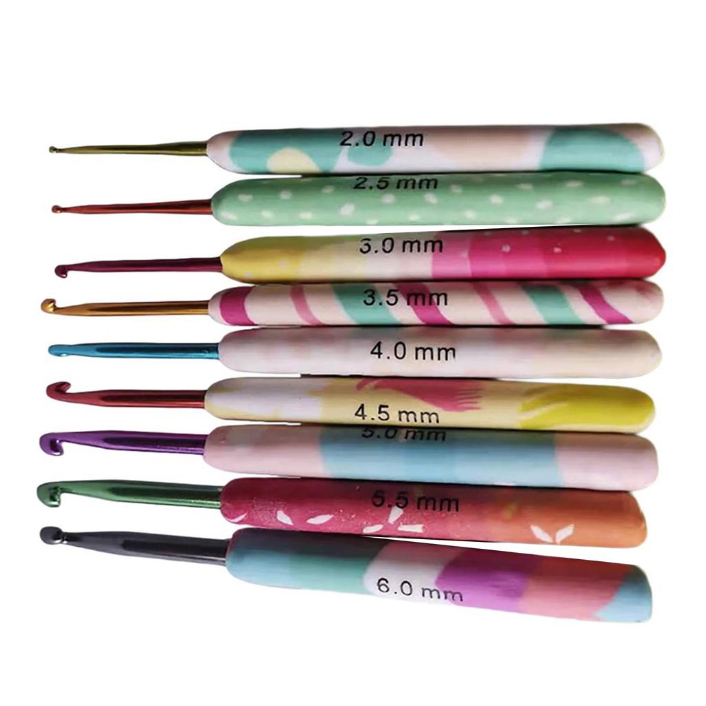 9Pcs Ergonomic Crochet Hook Ergonomic Handle Crochet Hook for Beginner Knitting Sweater Scarves Bag Socks 2.0mm-6mm
