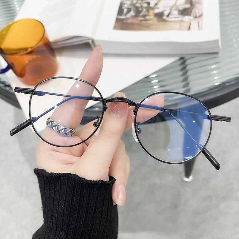 Retro Gold Round Frame Women S Plain Face Pure Desire Wind Matte Glasses Can Be Equipped With Myopia Frame