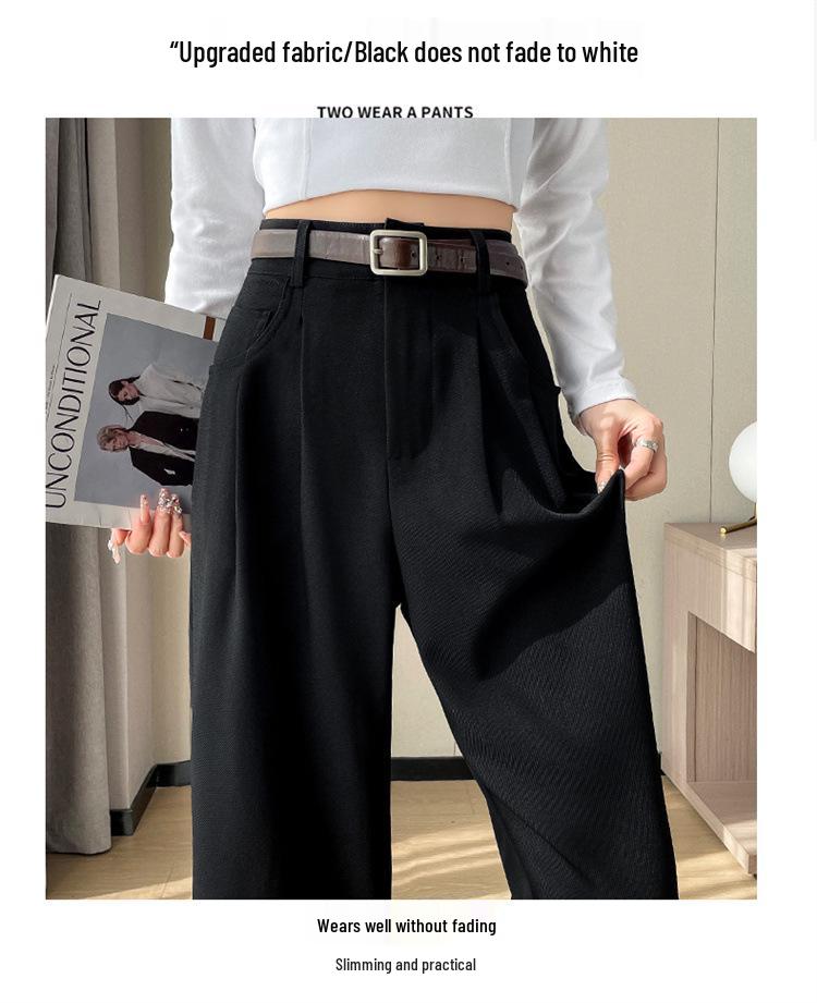 Spring New Women's High-Waist Pants - Slim, Wide, or Straight Leg, Floor-Length Casuals