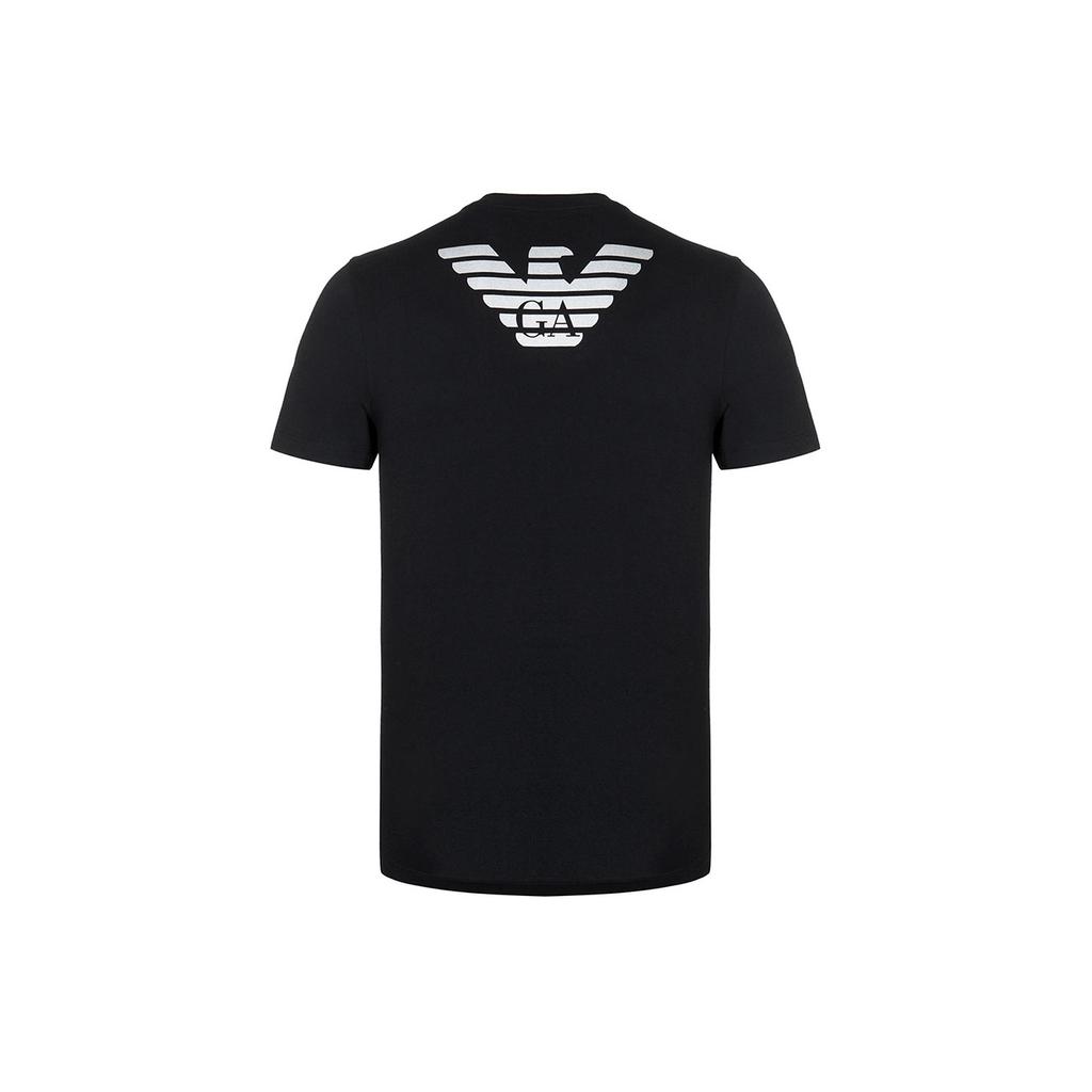 Emporio Armani T-shirt Unisex Girocollo Manica Corta con Stampa Logo Aquila Top Neri 3Z1T88-1J00Z-0999