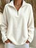 Women's Casual Color Long Sleeve Pullover Sweatshirt with Stand Collar and Zipper