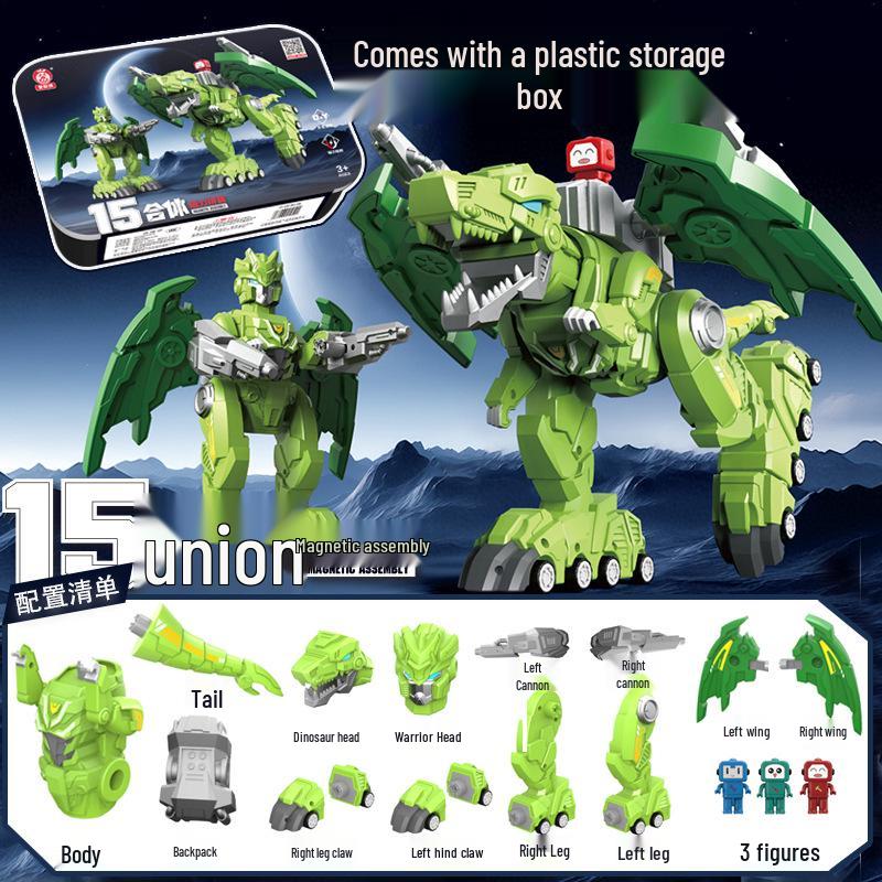 Magnetic Dinosaur Robot Building Blocks for Boys, Educational Toy for Kids Aged 3-6