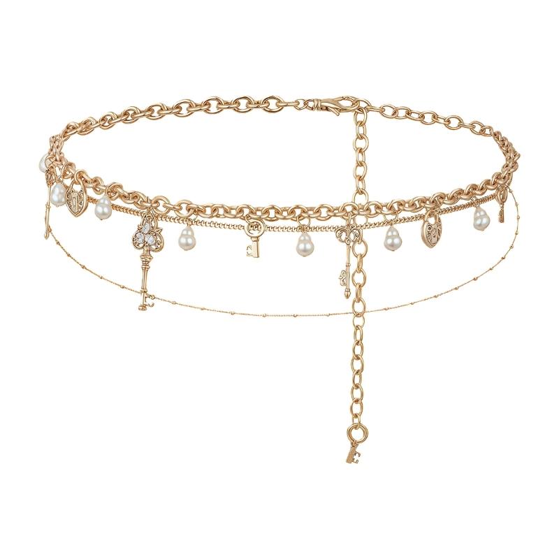 

Стильный многослойный жемчужный пояс-цепочка Элегантная цепочка на талию с кисточками Для вечерних платьев и юбок Женский модный аксессуар 1 золотой