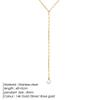 14K Gold Titanium Steel Y-Shaped Necklace with Faux Pearl Pendant - Elegant Women's Clavicle Chain