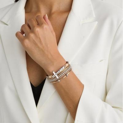 Náramek s křížkem v boho stylu, Náramek s magnetickým zapínáním a mikrodiamanty v lehkém luxusním stylu, Náramek z PU kůže
