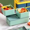 Bento Box Two Layers Green with Divider Food Grade Plastics Microwave Safe Lunch Container for