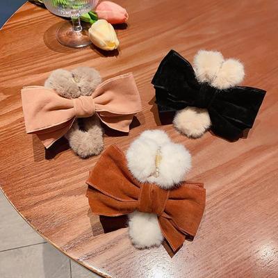 2024 Jesień/Zima Pluszowy Duży Kokardka Klips do Włosów Rekin