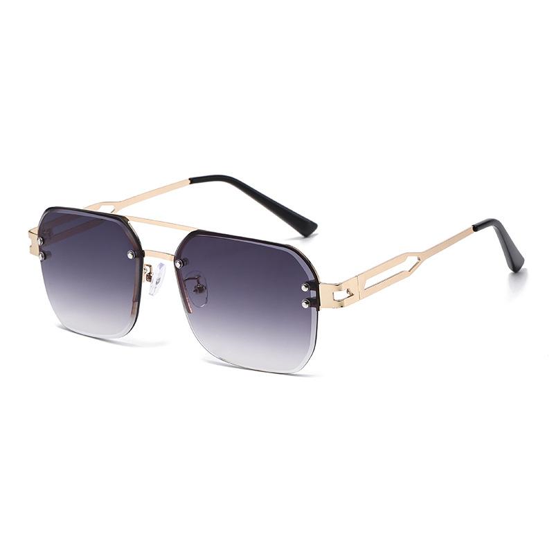 2025 New Metal Frame Sunglasses Double Bridge Frameless UV Protection Premium Metal Hinge for Unisex Outdoor