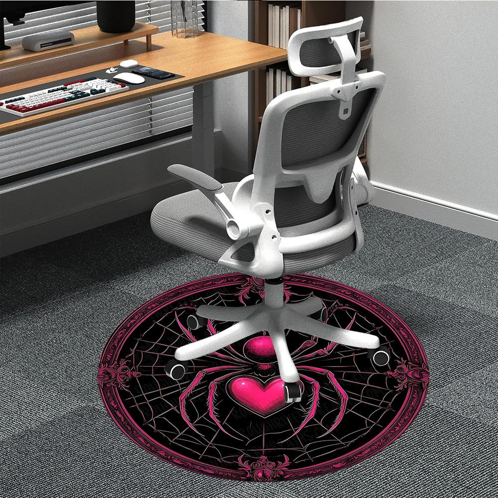1pc Spider Web Office Round Area Rug, Indoor Mat Suitable ForOffice, Under Office Chairs Bedroom Living Room Home Decor, Room Deco T044