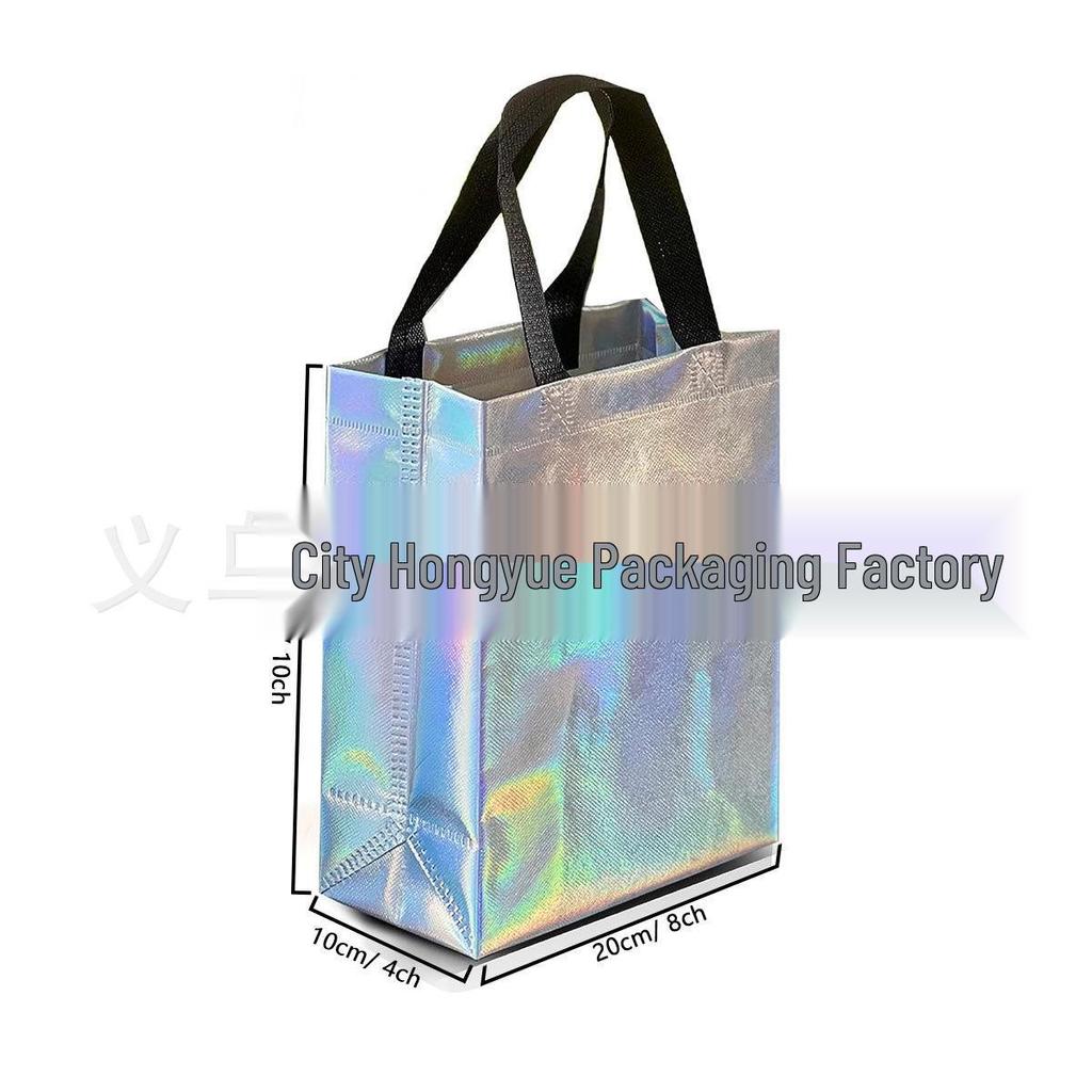 Large Rainbow Reflective Gift Tote with Handles – Non-Woven Fabric Bag for Birthdays