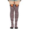 Women Cute 3D Evil Pumpkin Striped Over Knee Long Socks Thigh High Stockings for Halloween Cosplay Party Costume Hosiery