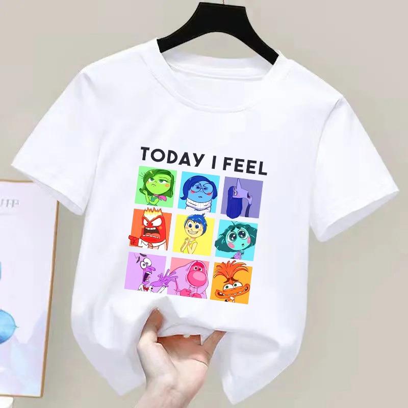 Disney Pixar inside out 2 'Today I Feel' T-Shirt for Boys & Girls Short Sleeve Casual Top Ages 3-12 Toddler Summer Clothing