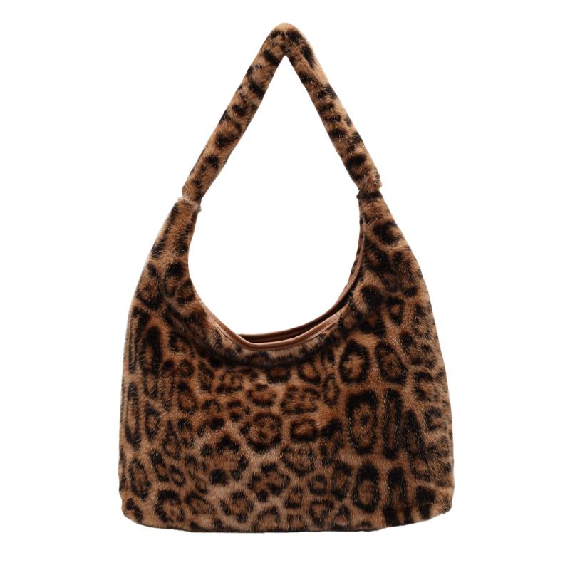 

Плюшевая сумка с леопардовым принтом Женская вместительная сумка на плечо Сумка-тоут для поездок хаки