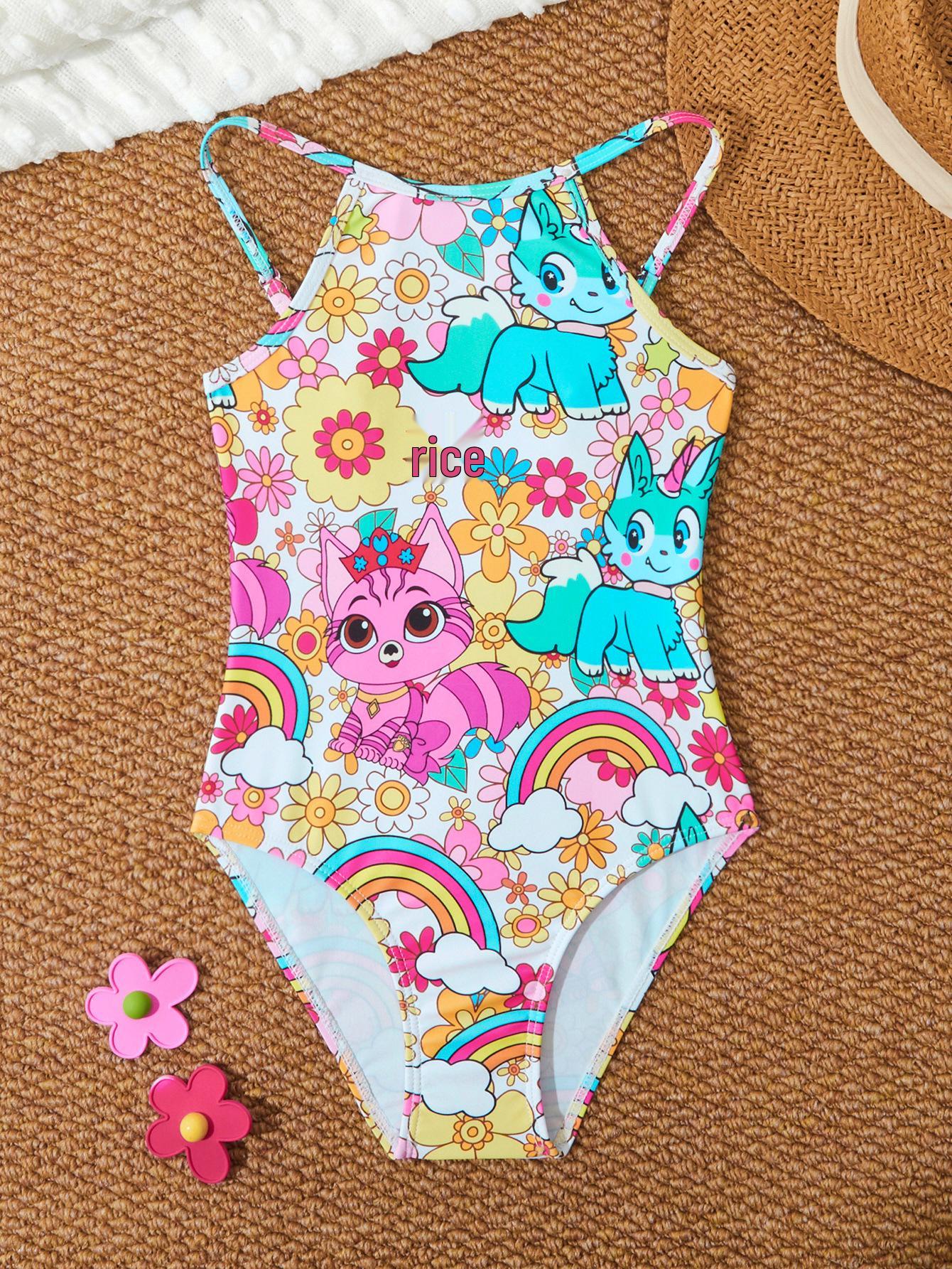 

Милый детский купальник с летним принтом 2025 - Модный европейский и американский стиль 7 Years цветочный