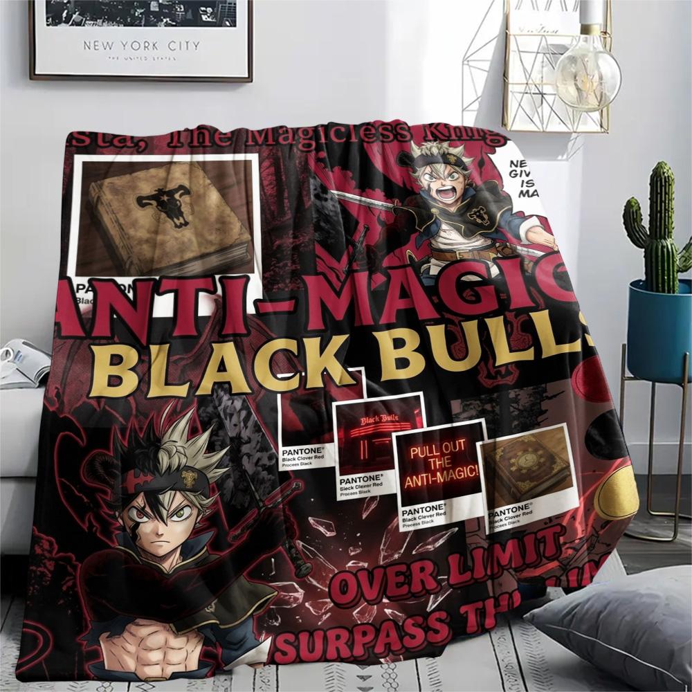 1PC Black Clover Patterned Flannel Blanket Suitable For All Seasons For Home Decor Warmth And Comfort Gifts Holiday Present