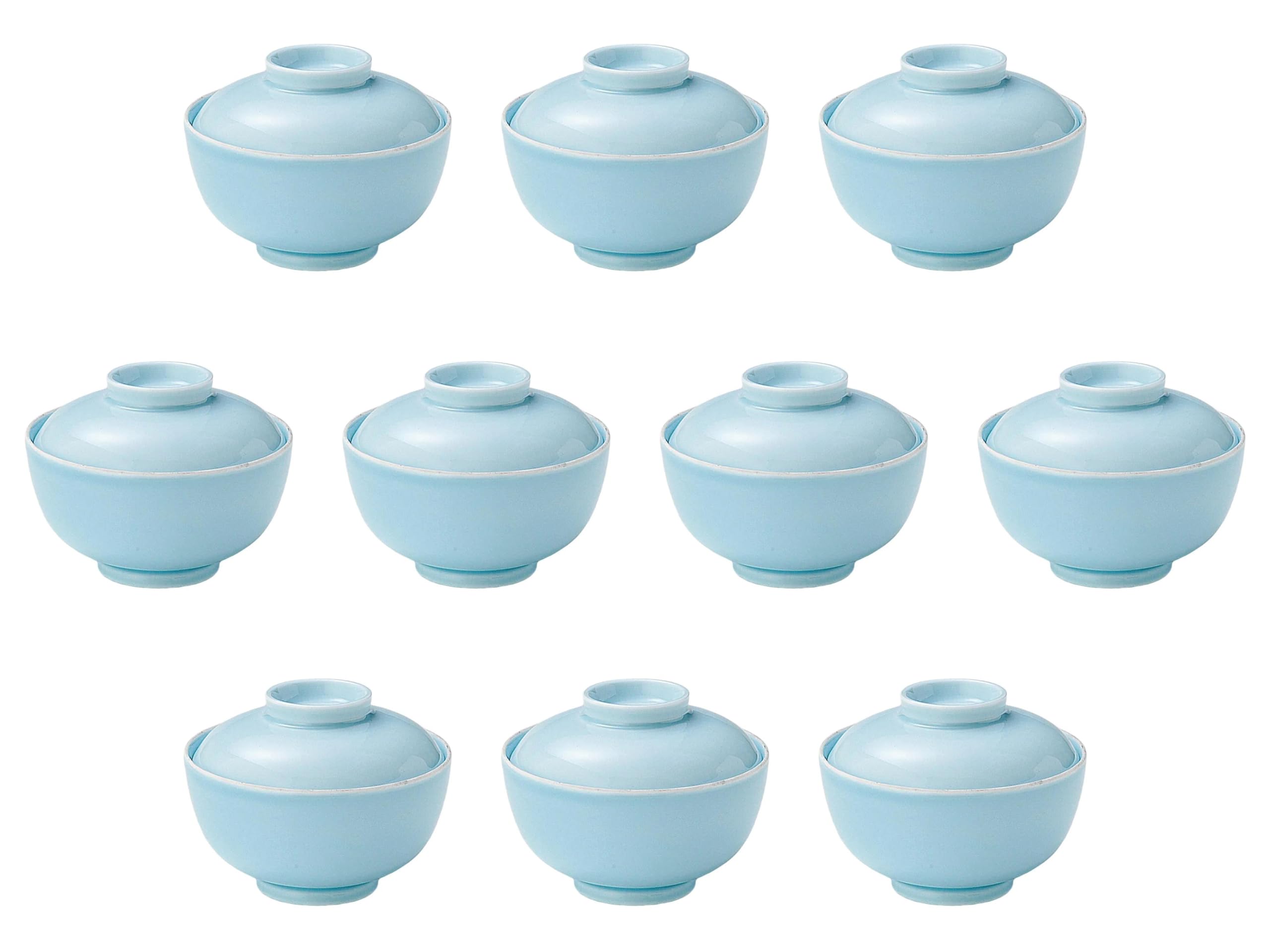 

Set of 10 Miyama Celadon Round Dessert Bowls x Simmered Food Bowls Setomonohonpo [12.3 9.3 cm]