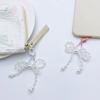 Y2K Crystal Beaded Bowknot Pendant Phone Strap Lanyard Pocket Keychain Strap Backpack Charm Car Keys Decoration Chain