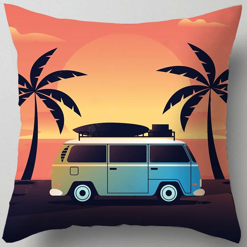 Outdoor Camping Scenery Pillow Case Retro Chair Lumbar Pillow Bedroom Window Sill Bay Window Cushion Cushion Lumbar Pillow