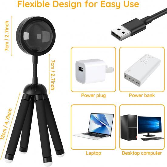 Sunset Lamp Projector with APP Control Multicolor Changing Led Lights for Room, 360 Degree Rotation Sunlight Lamp Set Mood Lighting Bedroom Decor