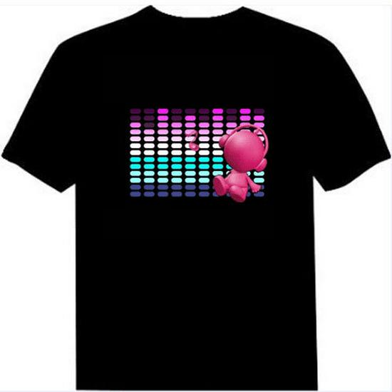 LED Sound Control Music Bar Flashing Luminous Short Sleeve T-shirt for Trendy Clubbing Men and Women.