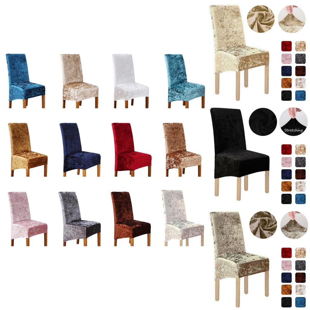Stylish Crushed Velvet Dining Chair Covers With Secure Fit And Quick Recovery Stretch