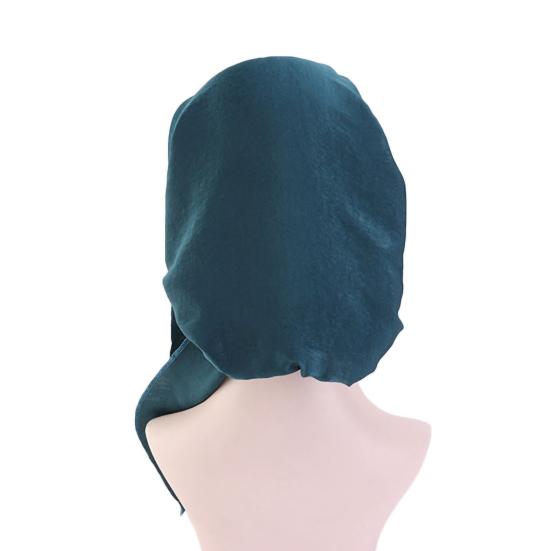Women Bonnet Vintage Imitation Silk Solid Color Long Hair Lady Turbans for Sleeping