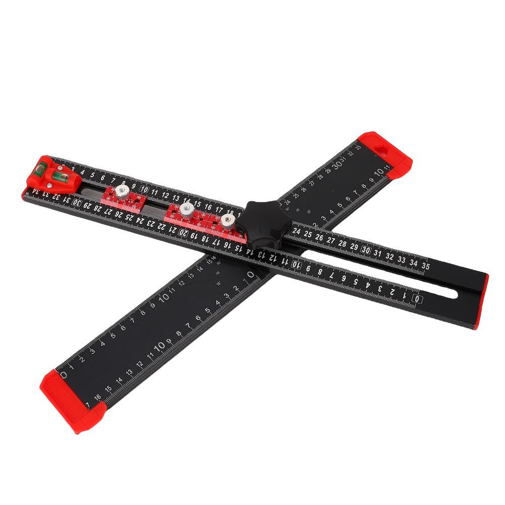 4 in 1 Drilling Position Ruler Metric T Square Multi Angle Measuring Tool Drawer Door Installation