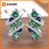 Huitan Special Twist Design Women Hoop Earrings Inlaid Bright Cubic Zirconia Silver Color Party Accessories Jewelry for Wedding