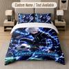Blue Lock 3Pcs Bedding Set, Personalized Custom Name Text, 1 Duvet Cover & 2 Pillowcases For Bedroom