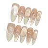 10PCS Simple Style Fake Nails with Cat Eyes with Zero Pressure On the Nail Bed Design for Manicure Lovers and Beauty Bloggers
