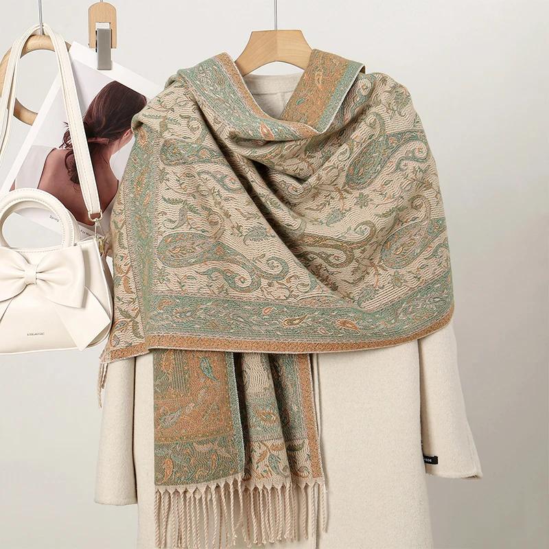 New Shawl Warm Winter Scarf Hijab Women Print Paisley Cashmere Pashmina Thick Wrap Head Neck Foulard Luxury  Blanket Echarpe