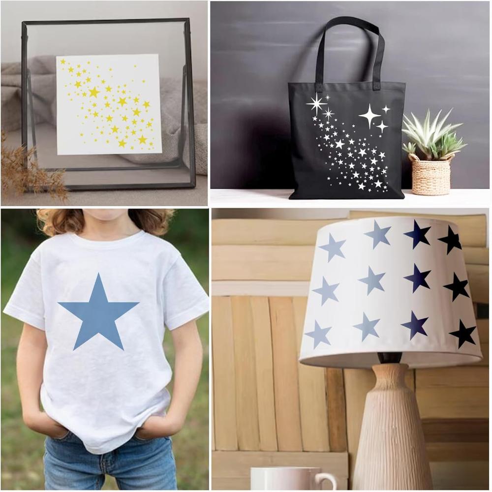 12 Pieces/set, Sparkling Star Template, Star Background Craft Template, Mixed Media Template, Card Drawing Template, Creative DIY Drawing Tool