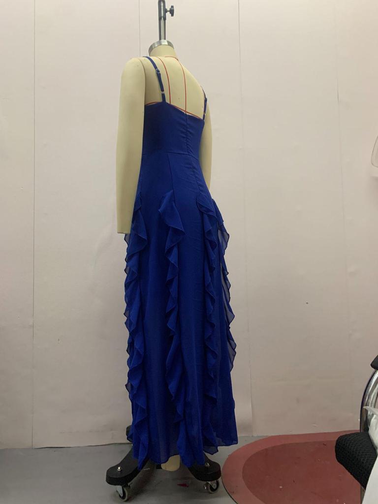 2024 Sommer Damen Rüschen-Spleiß Slim Fit Kleid