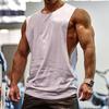 Men Vest Solid Color Loose Summer Round Neck Sleeveless Top for Fitness