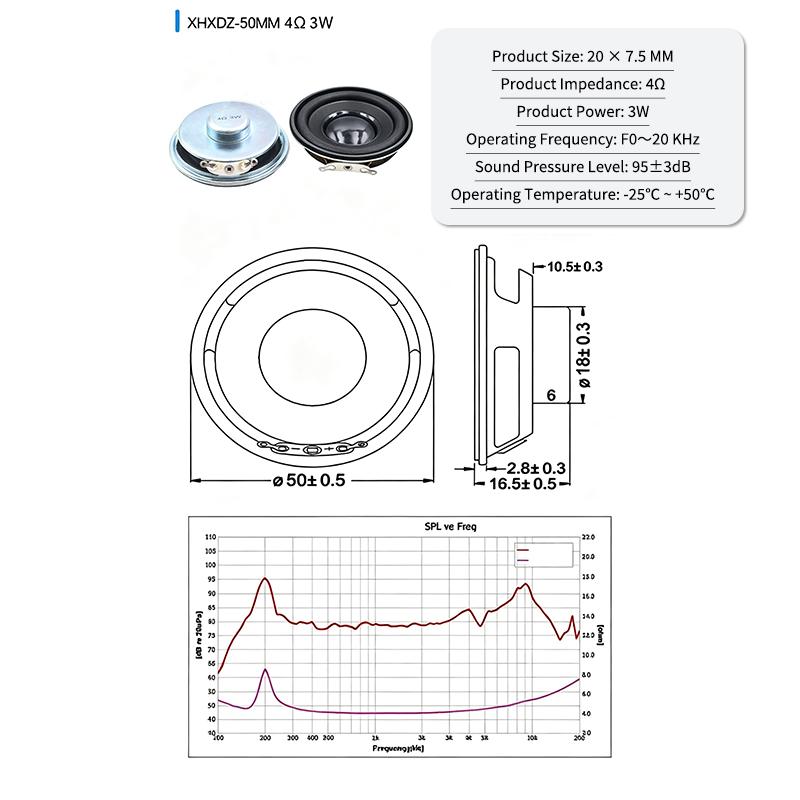 Kulatý širokopásmový reproduktorový měnič 4Ohm 3W Mini reproduktor 20 až 50 mm Audio reproduktor pro DIY Bluetooth reproduktor Elektronický projekt