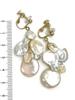 Freshwater Pearl Coin Petal Earrings with Silicone Natural Power Stone A1037 [Cherry] Cover, Stone,