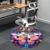 1PC Butterfly StainedGlass Office Round Area Rug, Indoor Mat Suitable For Office, Under Office Chairs Bedroom Living Room Home Decor, Room Deco 138