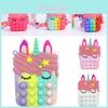 Adorable Rainbow Unicorn Popper Bag For Sensory Fun And Stationery Storage