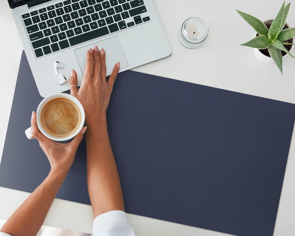 Protective Desk Pad with Print, Dark Navy Blue, 90x45 cm