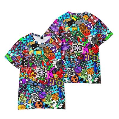 Geometry Dash T-Shirt Damen Herren Bedruckte Kleidung Harajuku Cartoon T-Shirts Lässiges Lustiges Oberteil Kleidung Unisex T-Shirt