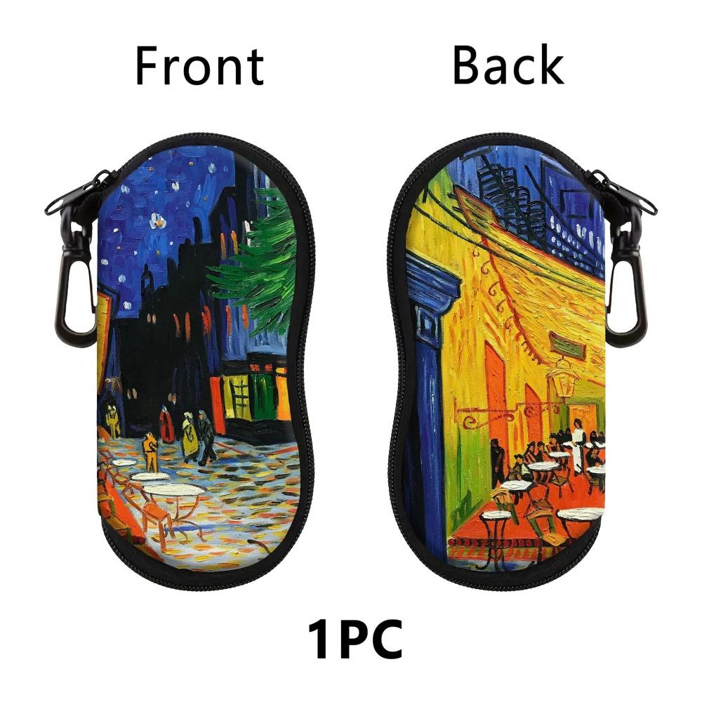 New Black Cat Art Eyewear Cases Men Women PU Leather Sunglasses Box with Zipper Portable Travel Eyeglass Storage Cases