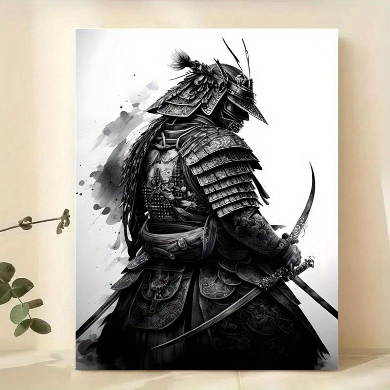 Framed Art Canvas Poster Japanese Samurai Sword Dagger Painting Wall Decoration Home and Dormitory Decoration with Frame