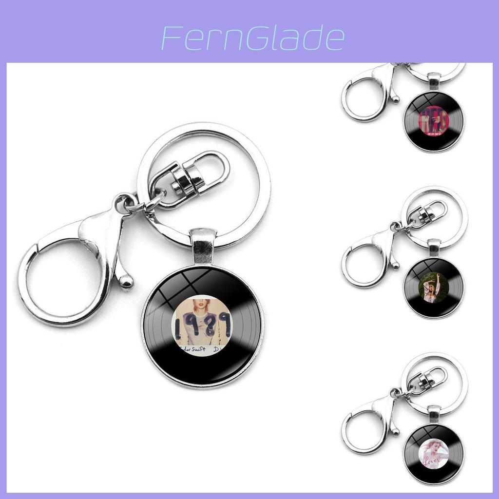 Elegante Taylor Swift Vinyl Plaat Sleutelhanger Creatief Cadeau Zinklegering Modern Eenvoudig Ontwerp