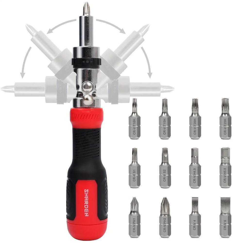 Ratcheting Screwdriver 13-in-1 Multibit Screwdriver All In One Screwdriver Set With Phillips, Flat Head, Torx Security,